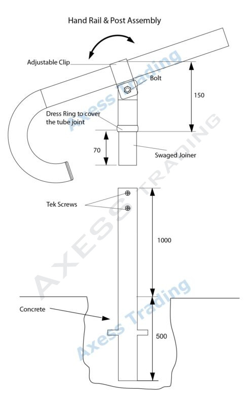 AB100.CP39 - 38mm BANNISTER RAIL CONCRETING POST - includes Top of Post Fitting 1 AB100.CP39 - 38mm BANNISTER RAIL CONCRETING POST - includes Top of Post Fitting 1
