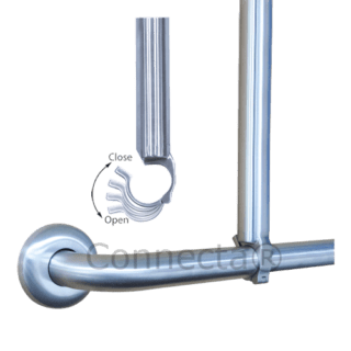 S20CR - CORNER SHOWER GRAB RAIL with Vertical Connecta Rail 2 corner shower grab rails