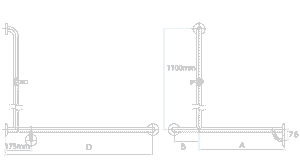 S20CR - CORNER SHOWER GRAB RAIL with Vertical Connecta Rail 5 disabled shower grab rails