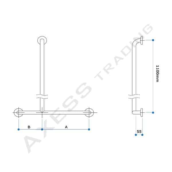 Inverted T shower Rail