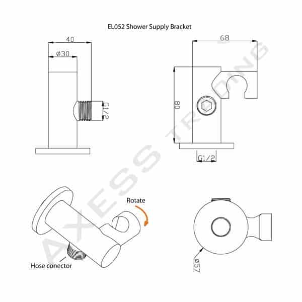 EL052 - SHOWER ACCESSORIES - Water Supply Bracket 2 shower bracket