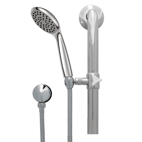 hand shower set on grab rail