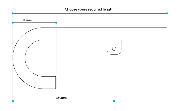 AB43T - 38mm BANNISTER RAIL RETURN END - with Tab - with or without Swaged End 1 bannister rail return
