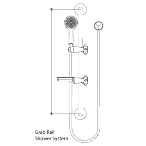 hand shower on glide rail line drawing