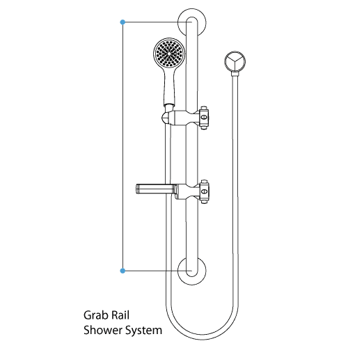 hand shower on glide rail line drawing